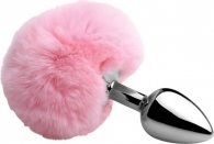 Μικρή ρόζ πρωκτική σφήνα αλουμινίου με συνθετική ουρά κουνελάκι