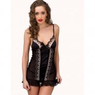 Bonny Black Satin Chemise