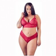 Cottelli Plus Size Red Lace Bra with Briefs