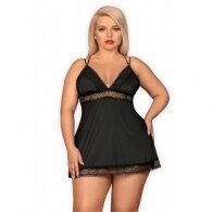 Obsessive Plus Size Lolitte Babydoll With Thong Black