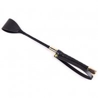 Μικρό Μαύρο bdsm Μαστίγιο ιππασίας με χρυσές μεταλλικές επενδύσε