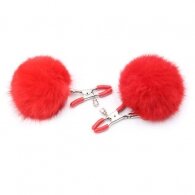 Naughty Toys Χνουδωτοί Σφιγκτήρες Θηλών Κόκκινοι