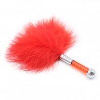 Αισθησιακή Κόκκινη πουπουλένια Γαργαλίστρα με ακρυλική χειρολαβή