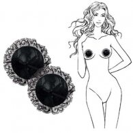Reusable Black Nipple Cover with Lace Black