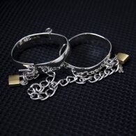 Large Metal Handcuffs or Ankle Cuffs with Paddlocks 8X6.3 cm
