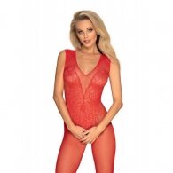Obsessive Red Knitted Floral Bodystocking