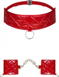 Αισθησιακές Κόκκινες Χειροπέδες με Τσόκερ Λαιμού Obsessive Hunte