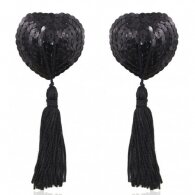 Διακοσμητικά μαύρα καλύμματα θηλών σχήμα καρδιάς με πούλιες