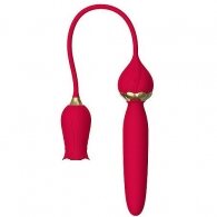Silicone clit suction Rose with thrusting Wand vibrator