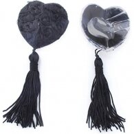 Naughty Toys Μαύρα Καλύμματα Θηλών Καρδιά με Τριαντάφυλλα