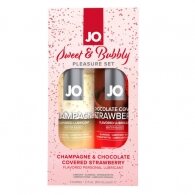 Jo Sweet and Bubbly lubes set Champagne and Chocolate covered St