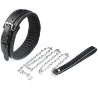 PVC Fur Collar with rhinestone rivets and metallic Leash