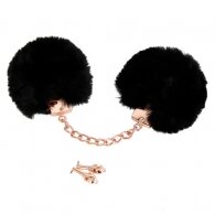NAUGHTY TOYS Gold plated heavy handcuffs with black fur
