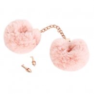 NAUGHTY TOYS Gold pladed heavy handcuffs with pink fur
