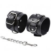 NAUGHTY TOYS Black leather 3-D wrist restrains cuffs