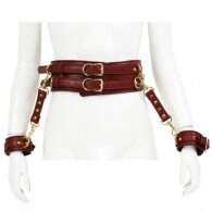 NAUGHTY TOYS WINE RED GOLD leather corset cuffs restraints 2pcs
