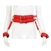 NAUGHTY TOYS SEXY RED leather corset cuffs restraints 2pcs set