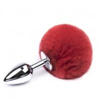 Μικρή κόκκινη ουρά κουνελάκι με μεταλλική σφήνα Ø 2,8 εκ