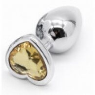 MEDIUM Heart Base Metal butt plug YELLOW 8 cm