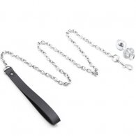 Small detachable jewelled butt plug with chain leash