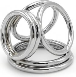 Naughty Toys Chrome Triple Cock Ring with Ball Separator