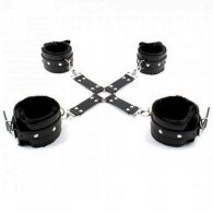 Naughty Toys Fur Wrist Ankle Cuffs with Hog Tie