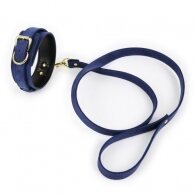 NAUGHTY TOYS fetish light blue leather collar with leash
