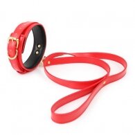 NAUGHTY TOYS fetish sexy RED leather collar with leash