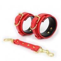 NAUGHTY TOYS sexy red with Gold snap-hook leather Ankle cuffs