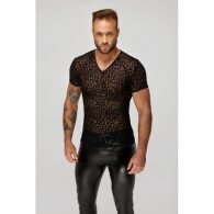 Noir Handmade Leopard flock v-neck t-shirt