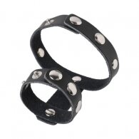 NAUGHTY TOYS snap fastener double loop leather cock ring