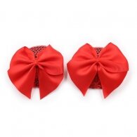Naughty Toys Red bowknots sequin round nipple covers