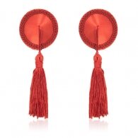 Naughty Toys Red round nipple covers with tassel
