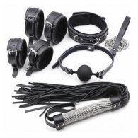 Naughty Toys Complete Bondage Set of 5 pcs Black with Rhinestone
