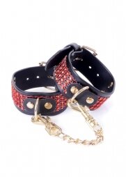 Handcuffs with cristals 3 cm Red Line
