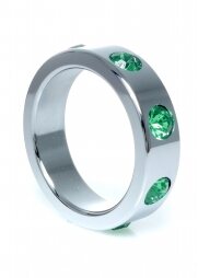 Metal Cock Ring with Green Diamonds Large