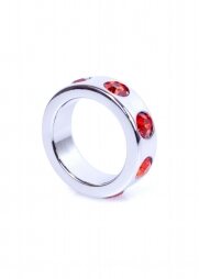 Metal Cock Ring with Red Diamonds Small
