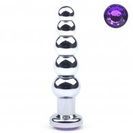 5.5'' Purple Metallic Butt Plug with Beads