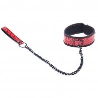 Red Color Embossed Bondage Collar