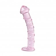 Pink Color Textured Glass Dildo
