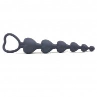 Black Silicone Heart Shape Anal Beads 19 cm
