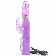 USB Rechargeable Purple Color Rabbit Pearls Vibrator