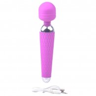 10-Speed Purple Color Rechargeable Silicone Wand Massager