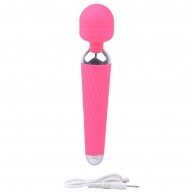 10-Speed Pink Color Rechargeable Silicone Wand Massager