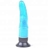 Clear Blue Realistic Dildo Vibrator with Suction Cup