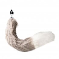 Small Size Metallic Anal Plug with White Grey and White Color Ta