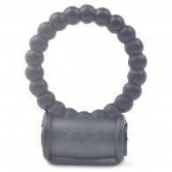 Beaded Black Color Silicone Vibrating Cock Ring