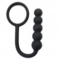 Black Color Silicone Anal Beads with Ring