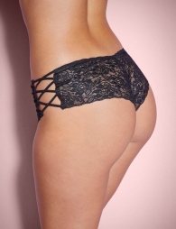 Sexy Floral Lace Strappy High Waist Black Panty