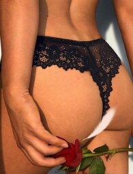 Plus Size High Quality Black Sexy Floral Lace Panty